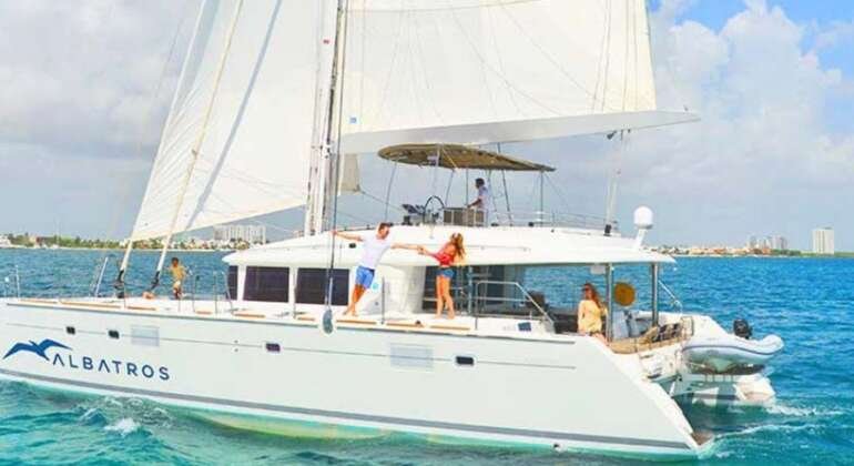 Cancun 45ft Party Catamaran Rental to Isla Mujeres